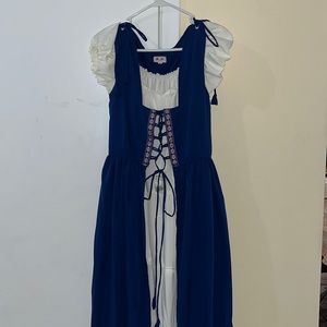 Elegant womens Renaissance dress!! Indigo/dark blue, soft lightweight, easy wash